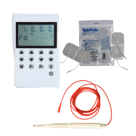 Electroestimulador TENS + EMS 4 canales, lápiz puntal facial y Electrodos ValuTrode® Lite