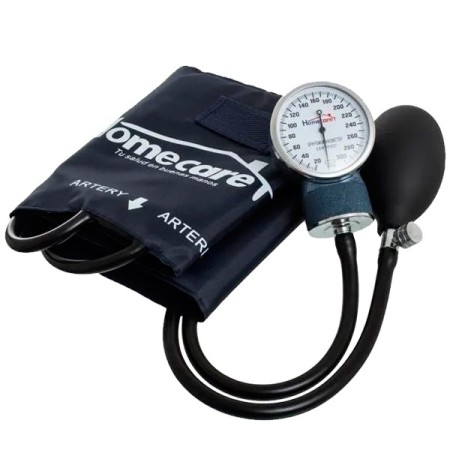 Baumanómetro Aneroide de 2 Mangueras con Cámara de Látex y Brazalete Ajustable 100% de Algodón - Home Care