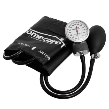 Baumanómetro Aneroide de 2 Mangueras con Cámara de Látex y Brazalete Ajustable 100% de Algodón - Home Care