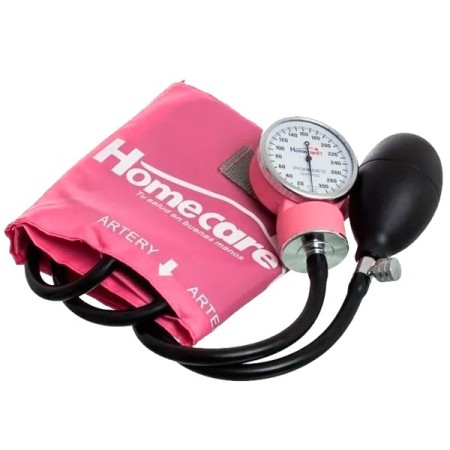 Baumanómetro Aneroide de 2 Mangueras con Cámara de Látex y Brazalete Ajustable 100% de Algodón - Home Care