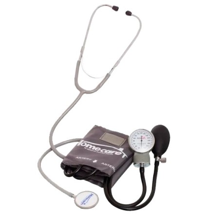Baumanómetro y Estetoscopio con Cámara, Mangueras, Perilla de Látex + Vulva y Filtro de Metal - Home Care