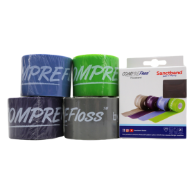 Set de 4 Bandas Flossband para Vendaje Compresivo, Resistencias: Media, Dura, Extra Dura y Súper Dura - Sanctband