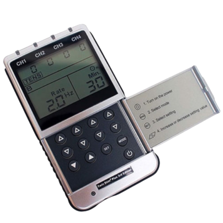 Electroestimulador Muscular Portátil TENS + EMS + Interferenciales + Rusas de 4 Canales para 8 Electrodos - Twin Stim Plus 3