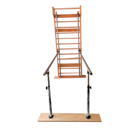 Barras Paralelas Plegables con Barras Suecas Ancladas de Madera para Fisioterapia De 240 cm alto x 91 cm ancho x 15 cm