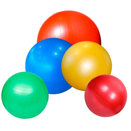 Set de 5 Pelotas para Fisioterapia Bobath de 45 cm, 55 cm, 65 cm, 75 cm y 85 cm con Bomba de Inflado - Médica Store