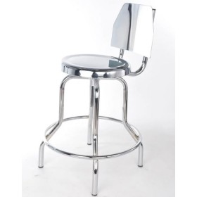 Banco de Consultorio Cromado con Ruedas y Respaldo