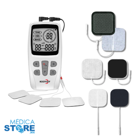 Electroestimulador TENS + EMS digital de 2 Canales y 20 Electrodos 5 x 5 cm Para Electroterapia