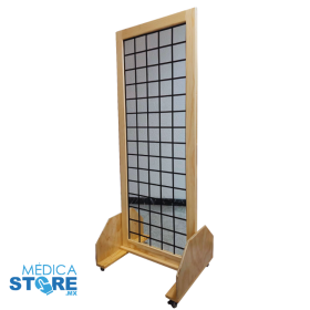 Espejo de Fisioterapia Móvil de 1 Sección Cuadriculado con Marco de Madera de 185 cm alto x 70 ancho para Valorar Postura